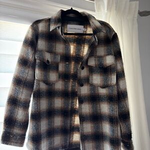Calvin Klein Checkered Overshirt in Black and Brown
